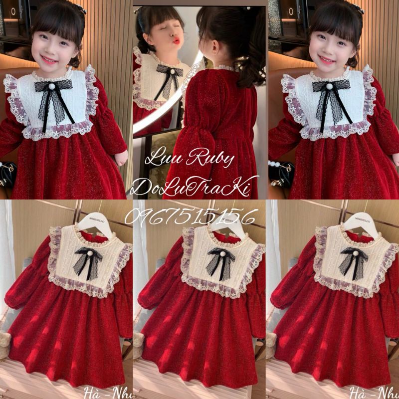 Váy nhung xinh xỉu chất bao xịn, bao đẹp cho bé gái