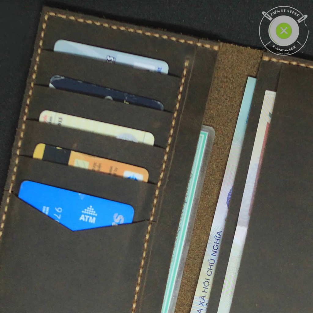 Ví dài nam, ví da vintage sản xuất thủ công 100% - Kiến Leather