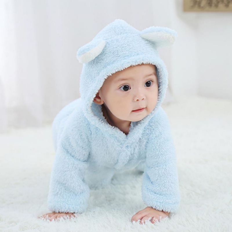 Áo bông liền quần dài tay họa tiết động vật xinh xắn cho bé