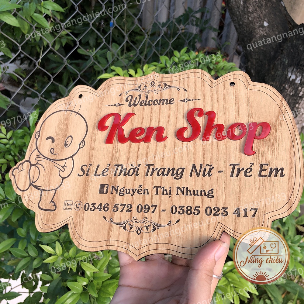 Biển gỗ vintage dành cho shop thời trang của bé - Trang trí cửa hàng - Thiết kế và khắc theo yêu cầu