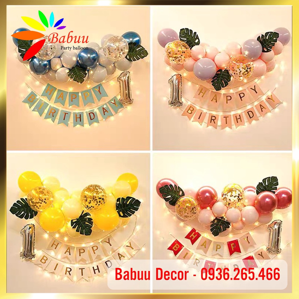 Set bóng sinh nhật cho bé gái, bé trai đầy đủ phụ kiện