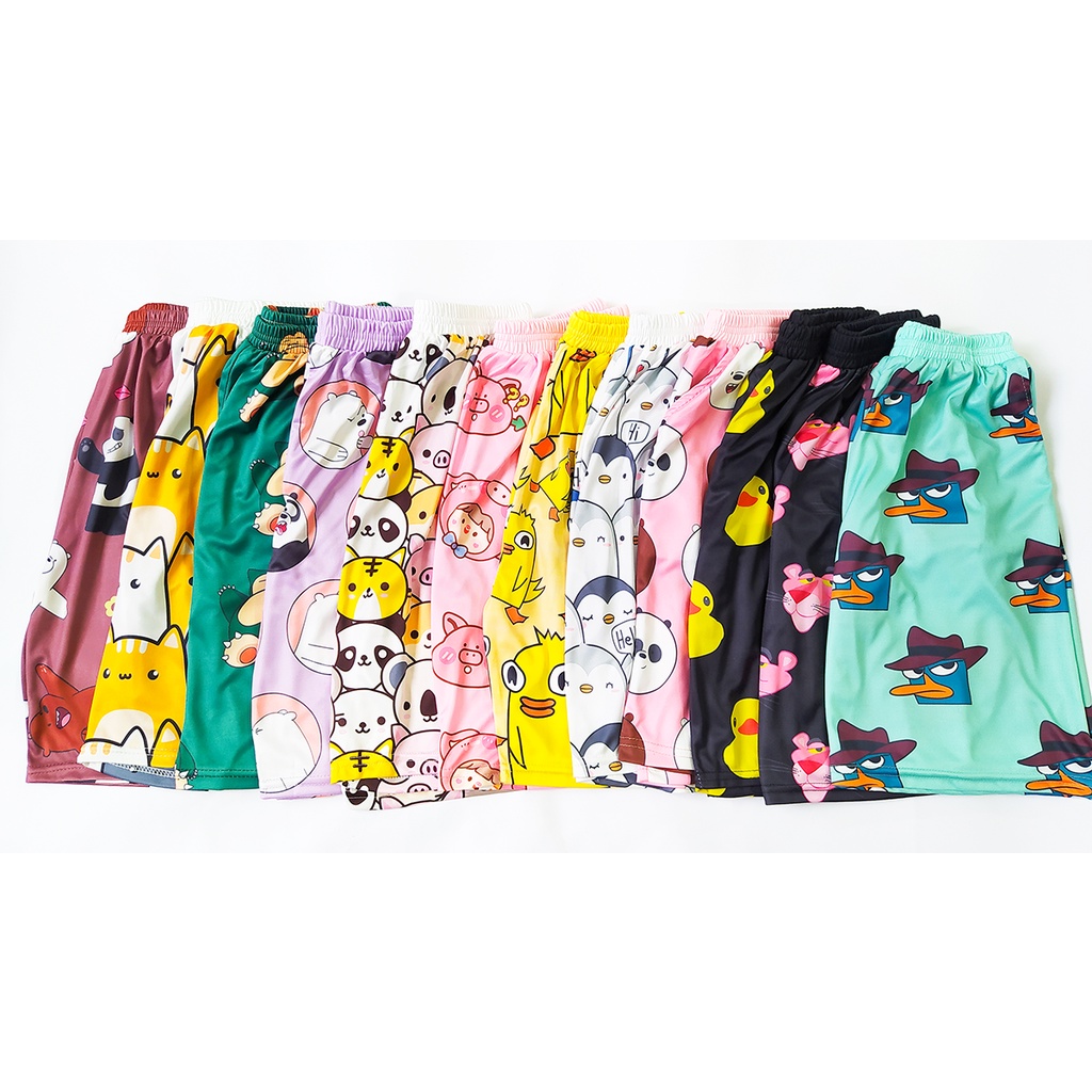 Quần đùi hoạt hình nhiều mẫu, quần short unisex phom rộng