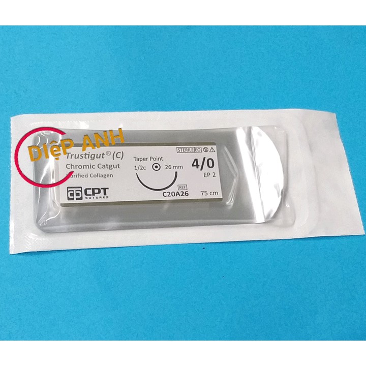 Chỉ tự tiêu CPT TRUSTIGUT C 3/0 4/0 (CHROMIC CATGUT)- Dùng phẫu thuật, cấy chỉ