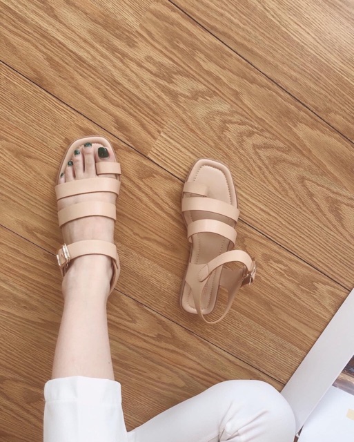 Sandal xỏ ngón dây ngang đế mềm, quai chun hậu