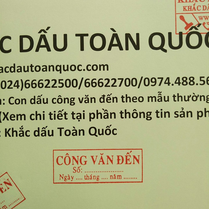 Con dấu Công Văn Đến có nội dung theo mẫu (fullbox)