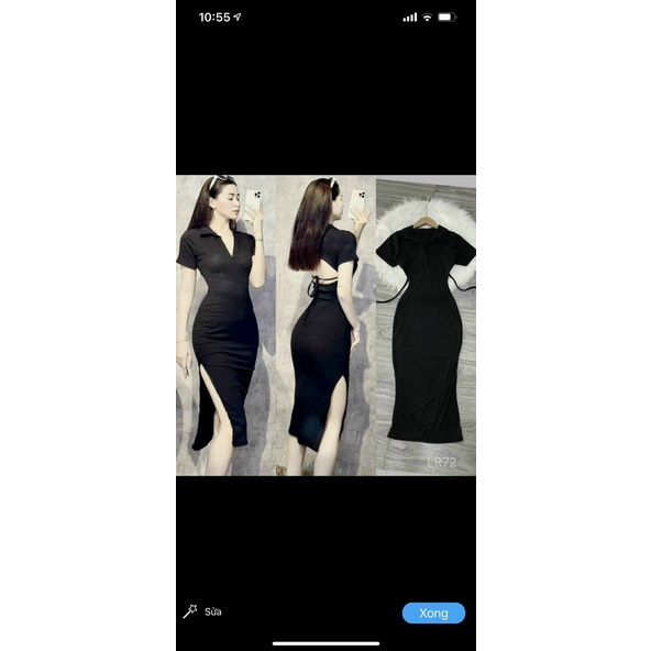 Đầm cúp ngực tay dài ( len tăm ) hình thật alohashop