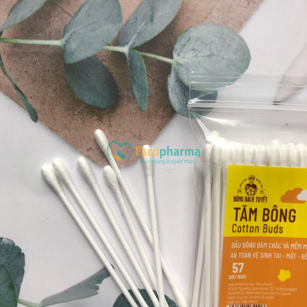 Tăm bông trẻ em bông bạch tuyết mềm mại an toàn vệ sinh tai mắt rốn của trẻ