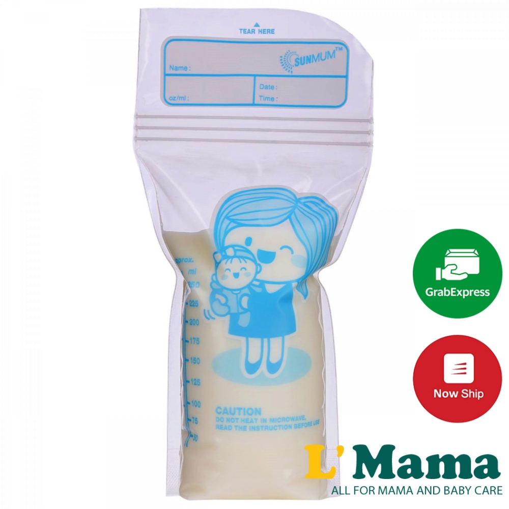 Hộp 50 Túi Trữ Sữa Sunmum Thái Lan Dung Tích 250ml 3 Khóa Zip Chắc Chắn Tiện Lợi