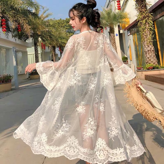 Váy choàng trắng ren đi biển | BigBuy360 - bigbuy360.vn