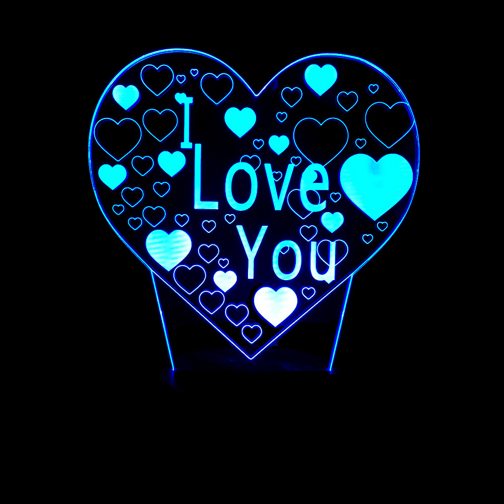 Love I LOVE YOU colorful 3D lamp valentine's day gift touch 3D visual LED small desk lamp night light