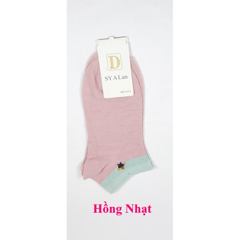 TẤT VỚ NỮ CỔ NGẮN In hoa hình chim non Chất liệu thun cotton Co giãn Thoáng mát Thấm hút mồ hôi Dài 20cm Nhãn hiệu SY A