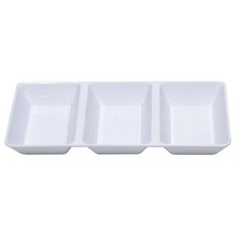 Chén Chấm Melamine Ba Ngăn Màu Trắng-C106