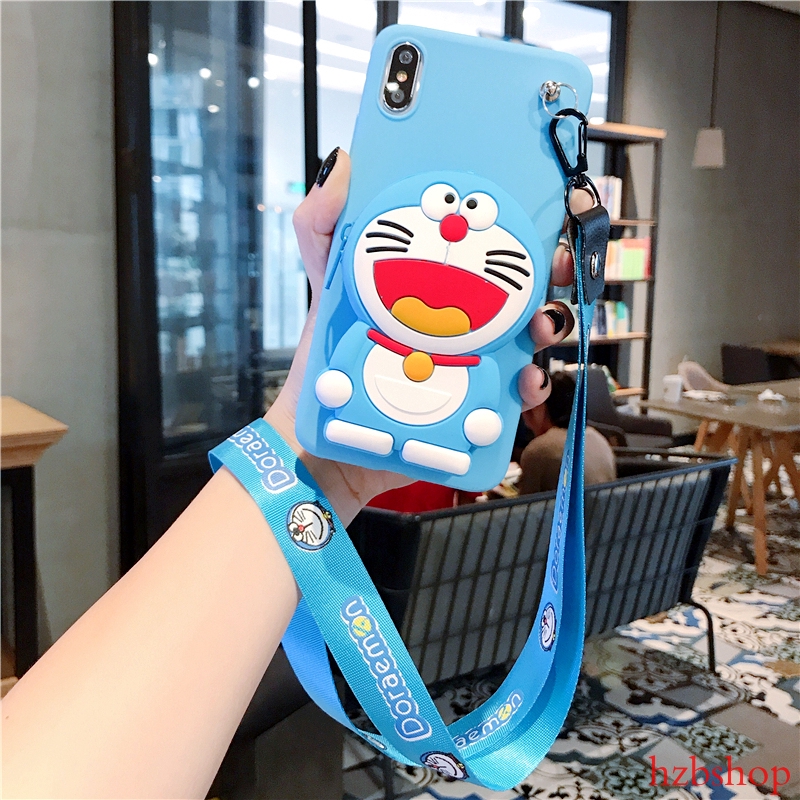 Casing Samsung Galaxy A5 2016 2017 A6 A7 A8 A9 J8 2018 Cute kitty Doraemon Minnie wallet phone case ốp lưng