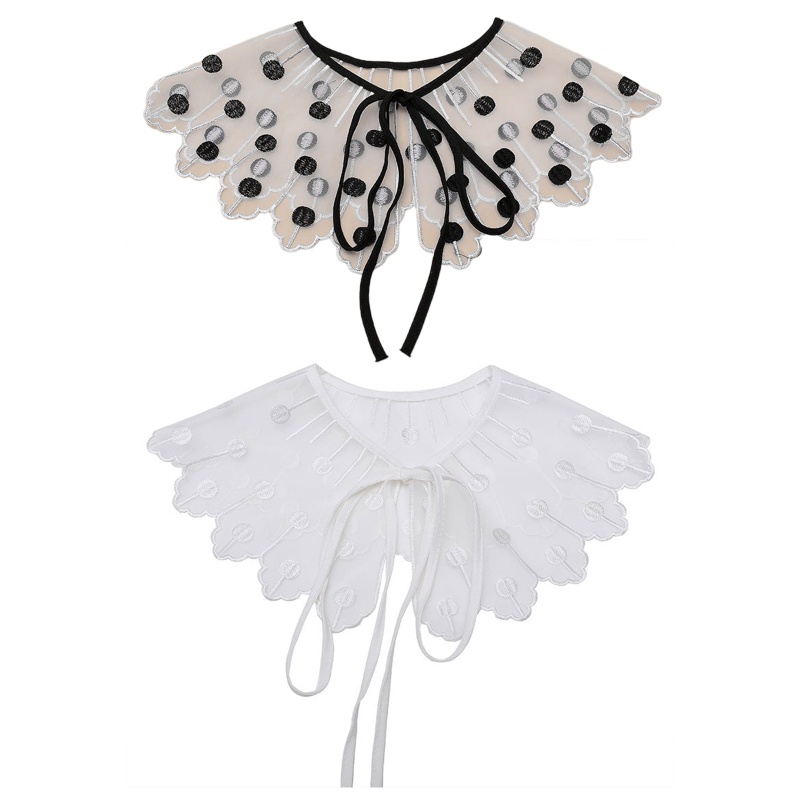 Cổ Áo Giả Thêu Họa Tiết Chấm Bi Xinh Xắn Thời Trang