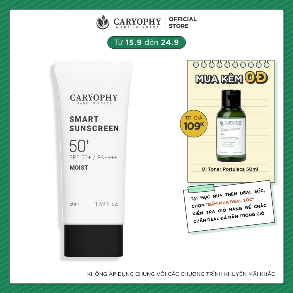 Kem Chống Nắng Caryophy Dưỡng Ẩm, Ngừa Mụn - Caryophy Smart Moist Sunscreen 50ml