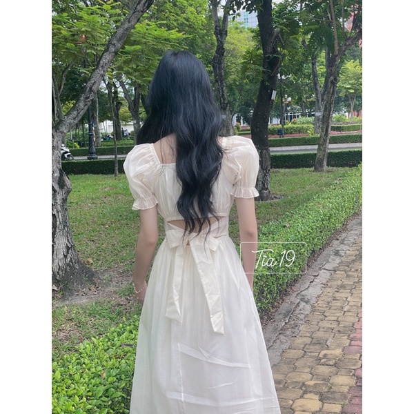 Váy babydoll voan dáng xoè cutout Tia19. Đầm ulzzang voan dự tiệc