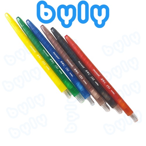 [Ship hoả tốc] Vỉ bút sáp vặn 6 màu Hàn Quốc Monami RWC-6C Retractable wax crayons - Byly Store