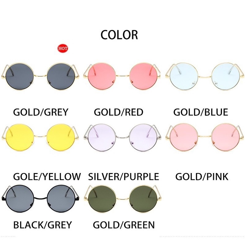 (AIMURUSI) COD Kính Mát Gọng Tròn Kim Loại Chống Tia UV Thời Trang Unisex