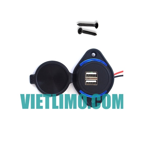 Sạc 2 cổng USB có LED loại dẹp nắp cao su 12V~24V chuyên xe khách xe BUS limousine