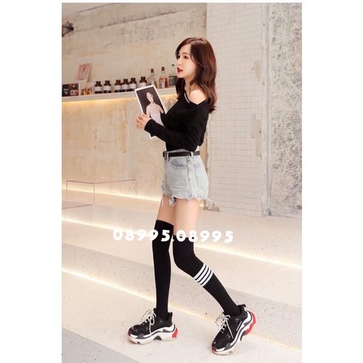 Tất dài qua gối kẻ sọc - Bao chất