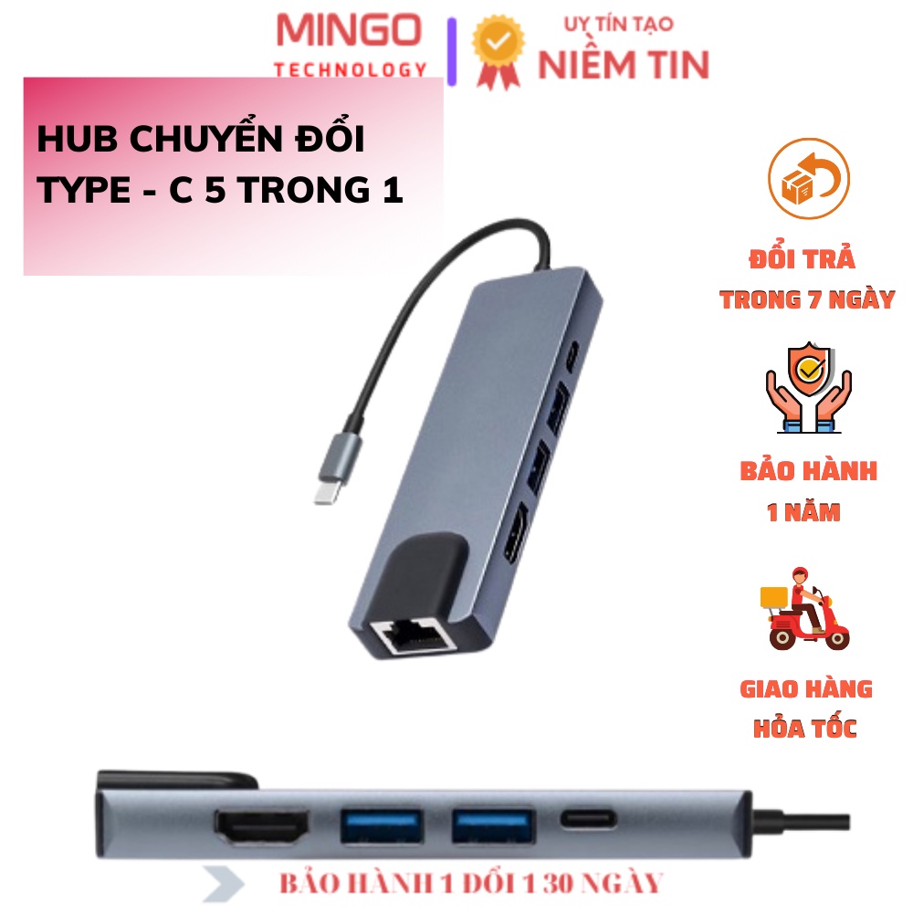 Bộ Adapter cáp chuyển Type-C sang HDMI 4k/USB/TypeC 5 trong 1 cho Macbox , laptop dùng trong trình chiếu