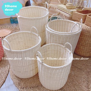 Giỏ mây trắng đứng cỡ lớn, giỏ lục bình mây cao cấp - Hàng thủ công