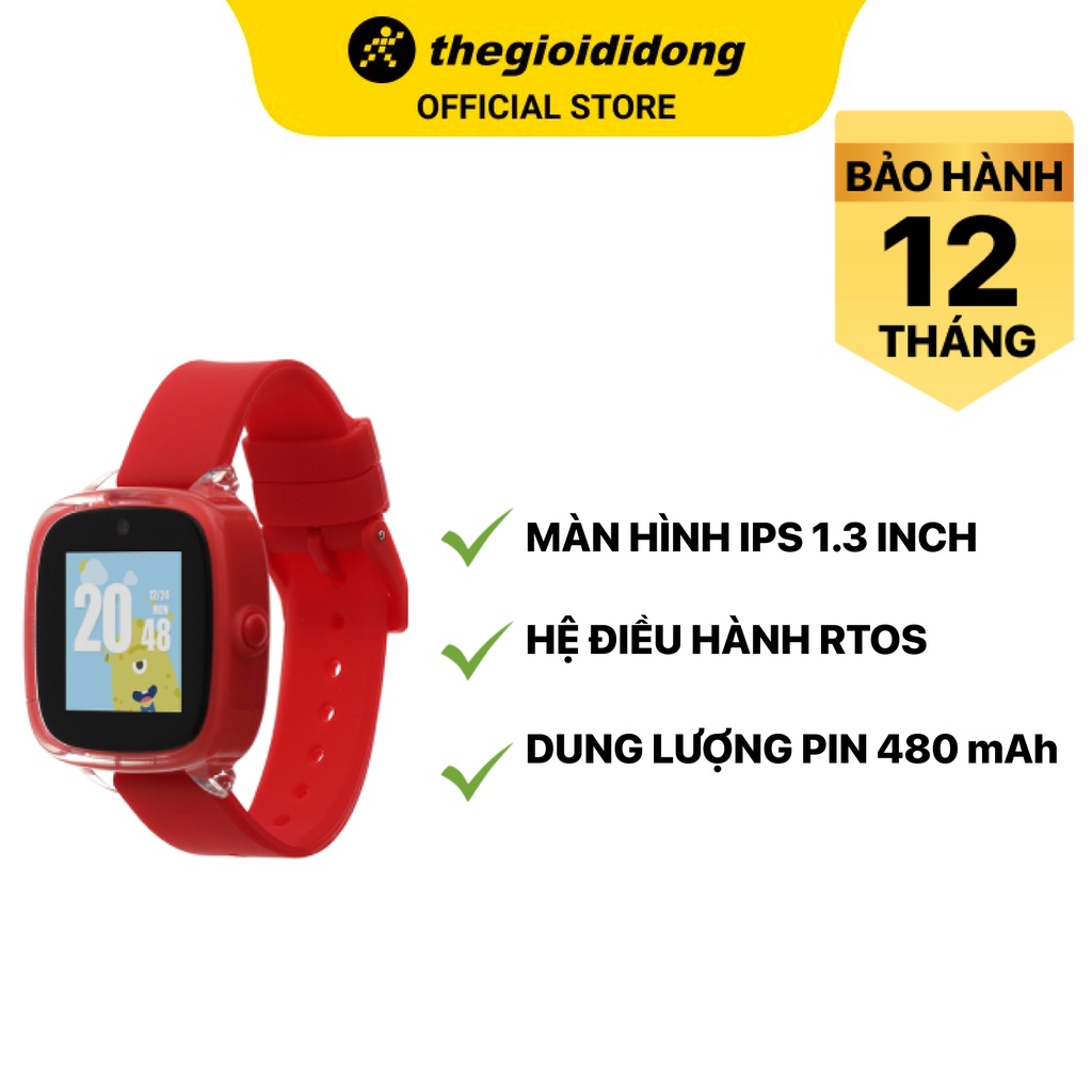 Đồng hồ thông minh trẻ em Oaxis MyFirst Fone D2 Đỏ có định vị GPS màn hình IPS 1.3&quot; - Chính hãng BH 12 tháng