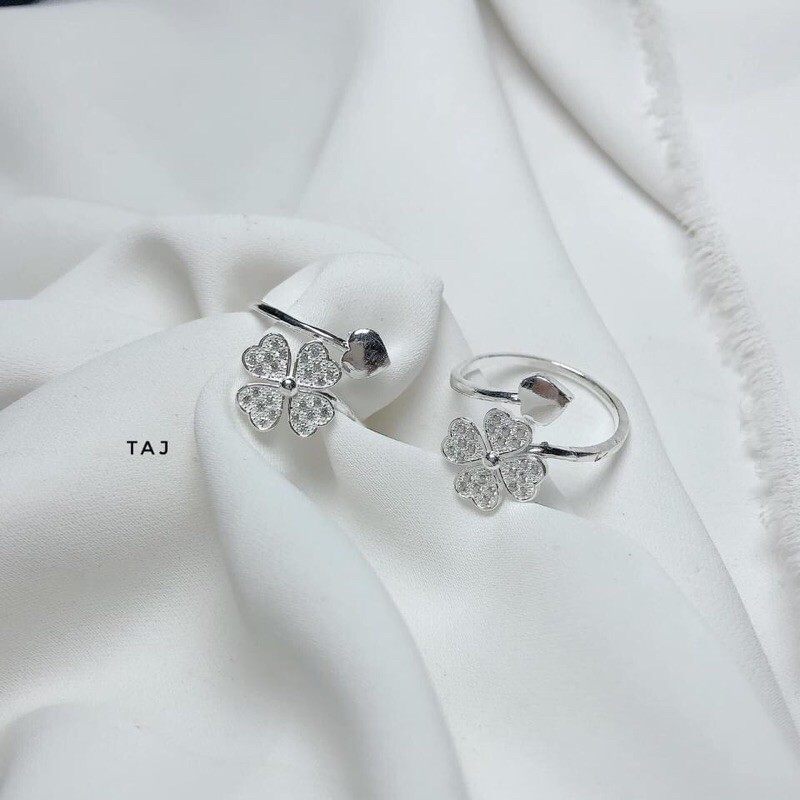 NHẪN CỎ 4 LÁ DÁNG HỞ BẠC TA