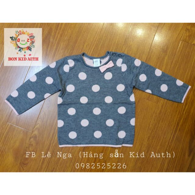 Áo len chấm bi nơ săn sale HM UK sz 12-18m