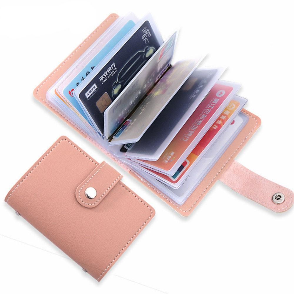 CLEVER Multi-Purpose PU Leather Card Holder With 26 Compartments Multi-Function Plain Color RFID Signal Blocking For Men And Women