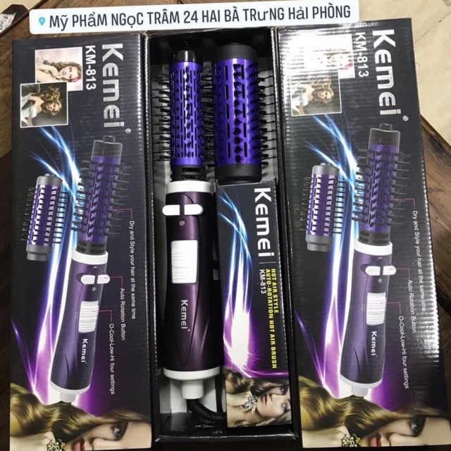 Lược sấy xoay 360 độ Kemei KM-813