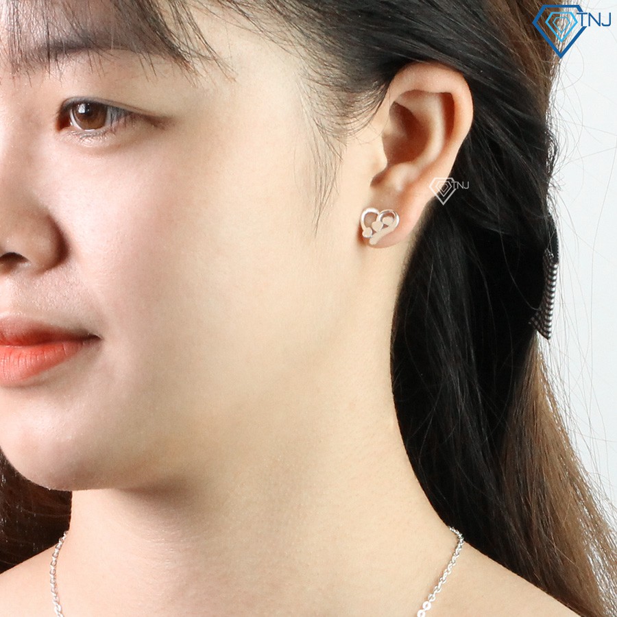 Khuyên tai nữ bạc đẹp hình trái tim BTN0113 Trang Sức TNJ