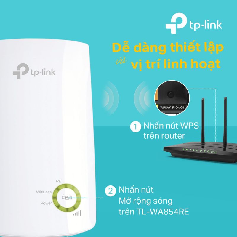 Bộ mở rộng sóng Wifi TP-Link TL-WA854RE chuẩn N 300Mbps - Hàng Chính Hãng