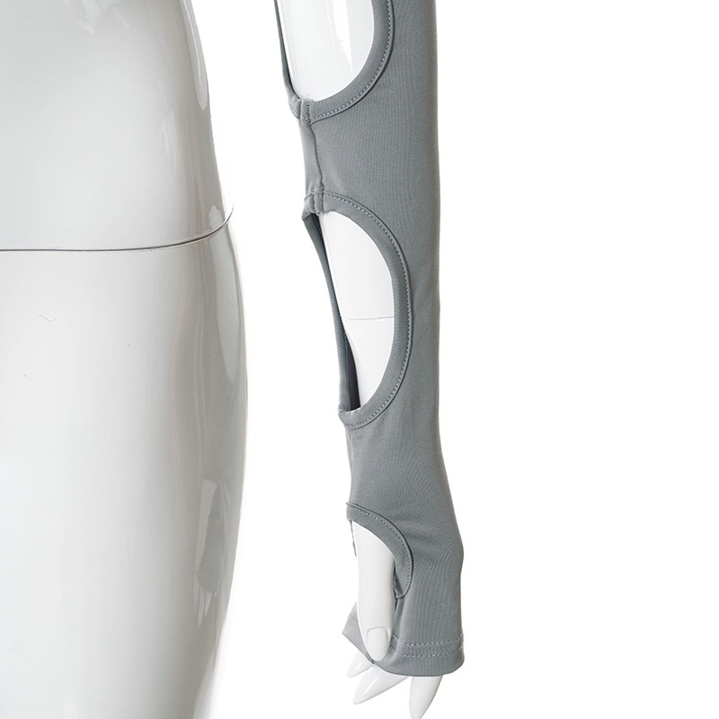 DUNEA Áo Tay Dài Hở Lưng Thiết Kế Độc Đáo Phong Cách Đường Phố Cá Tính Cho Nữ