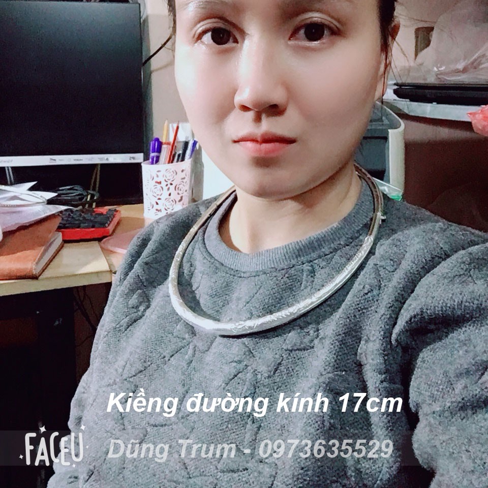 Kiềng bạc tròn biểu diễn, vòng kiềng hầu đồng, hầu giá, kết với áo dài chụp ảnh