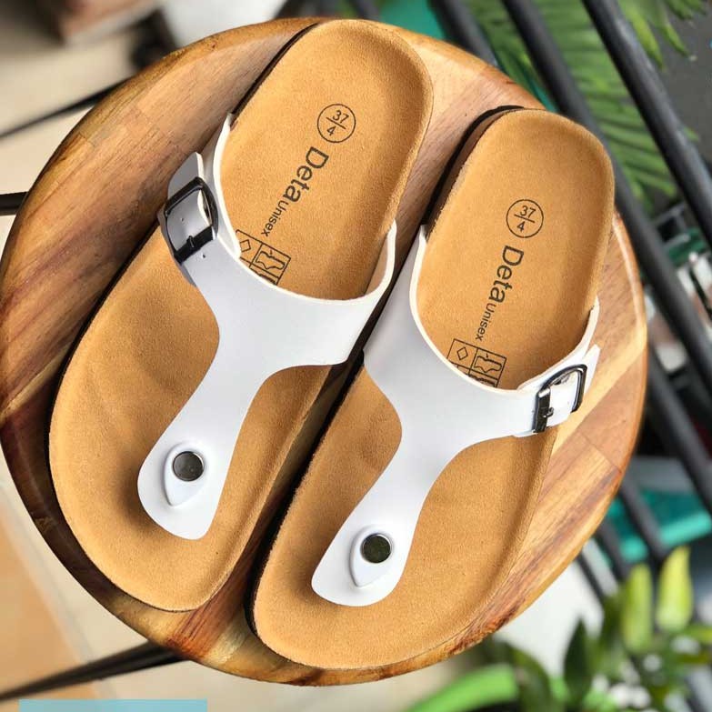 DÉP ĐẾ TRẤU QUAI DA PU - Dép unisex birken Việt Nam xuất khẩu chữ T
