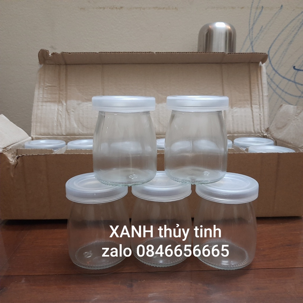 Hũ thủy tinh, nắp nhựa làm sữa chua, đựng mứt, siro 100ml (1 chiếc)
