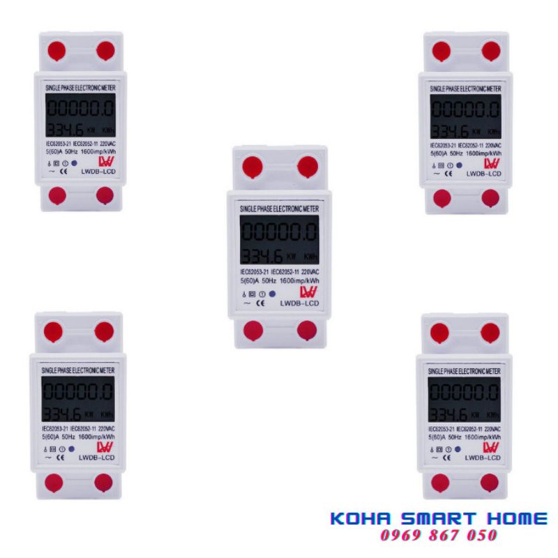 Công tơ điện tử LW 1 pha 60A /15000w, chuyên dùng đo điện tiêu thụ Kw/h chính xác với màn hình LCD to rõ nét