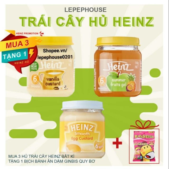 [Mua 3 tặng 1] Hủ trái cây nghiền Heinz đủ vị