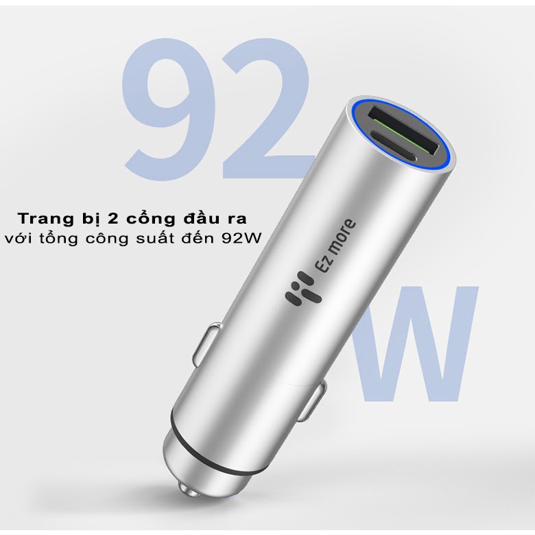 Sạc nhanh ô tô 92W Ez more Ti29 (1A1C)