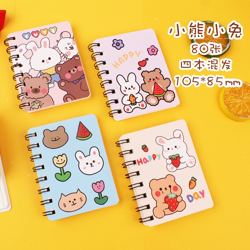 Sổ tay mini ghi chú gáy lò xo họa tiết hoạt hình cute nhỏ gọn tiện lợi E959
