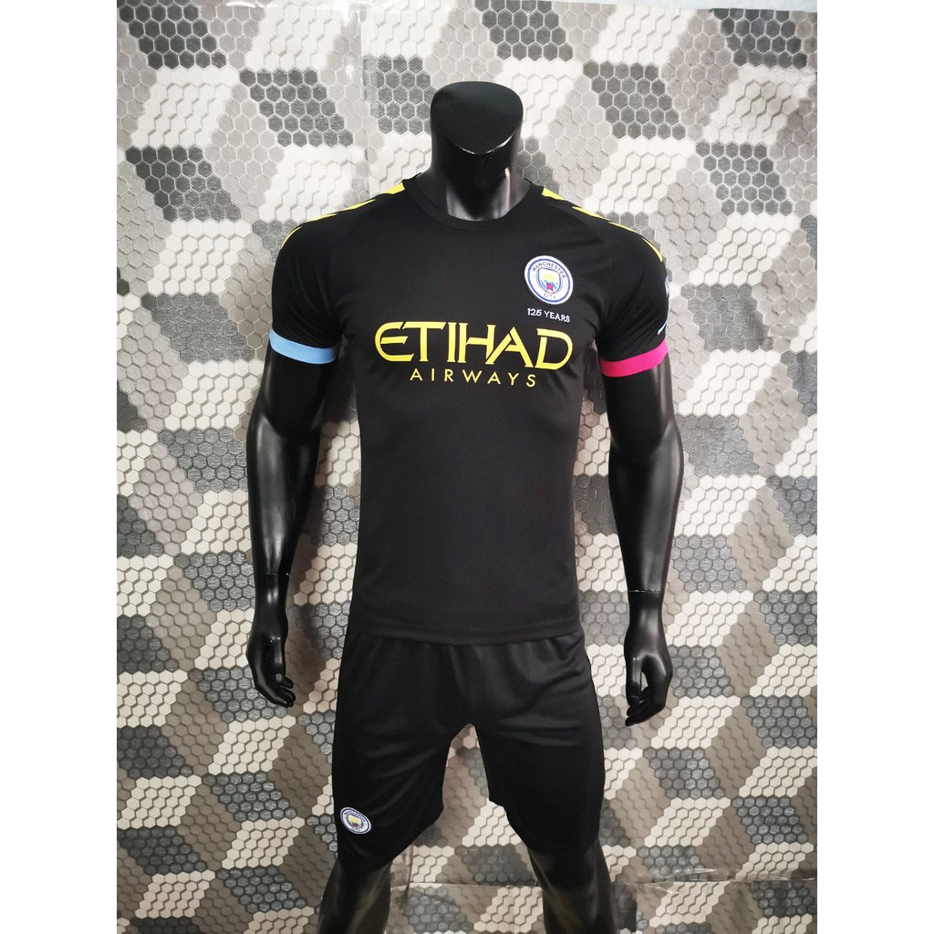 Quần áo đá bóng ngắn tay Man city đen 2019-2020