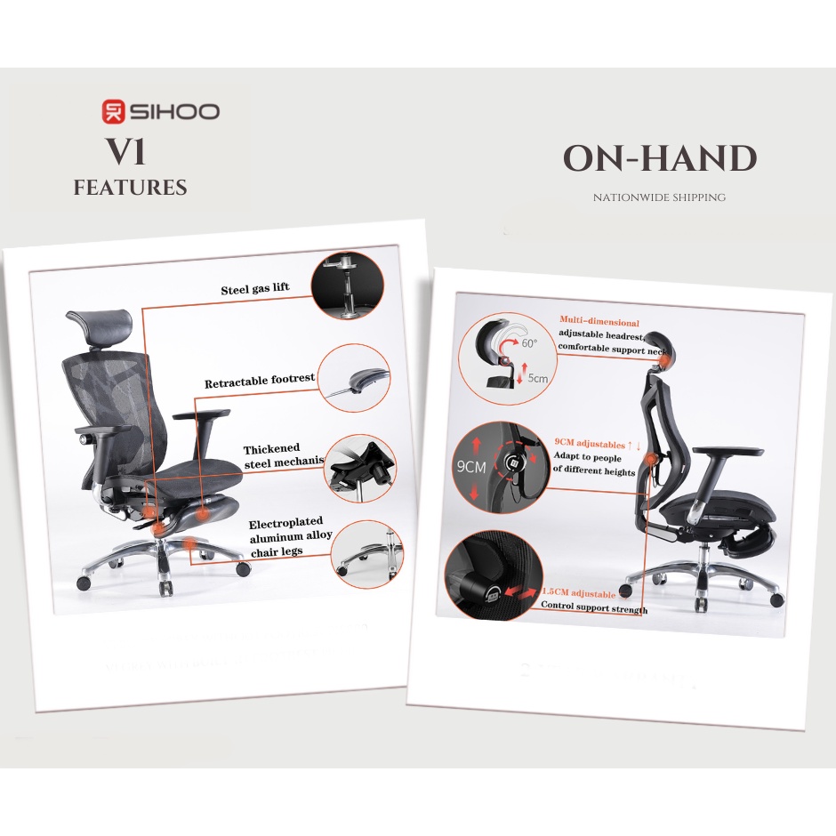 SIHOO V1 - Ghế lưới văn phòng thiết kế công thái học Ergonomic, đỡ thắt lưng