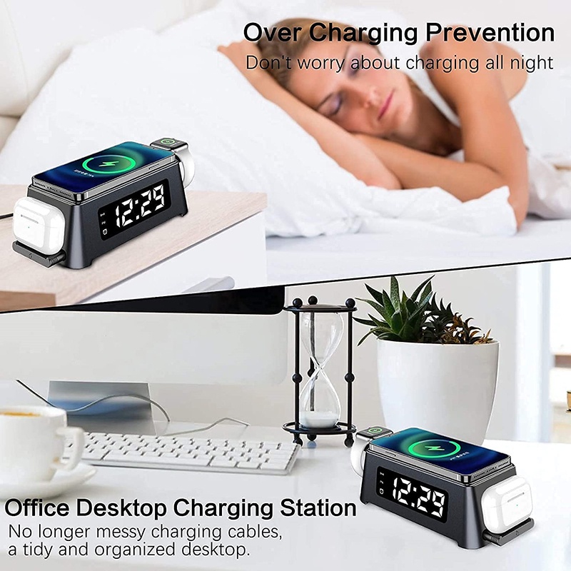 Đế Sạc Nhanh Không Dây Đa Năng Có Đèn LED Cho Đồng Hồ Thông Minh