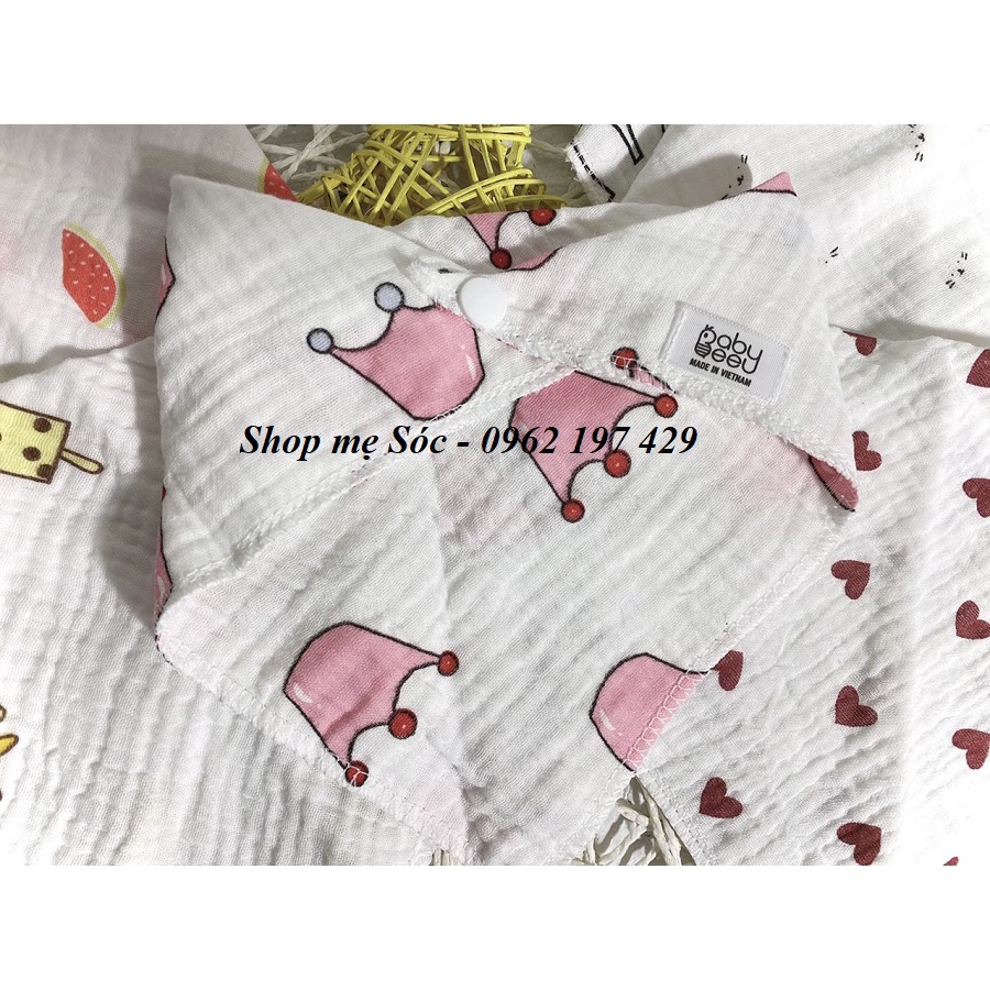 Yếm Sợi Tre Nhăn Babybee Có Cúc Bấm Cao Cấp Siêu Thấm Hút