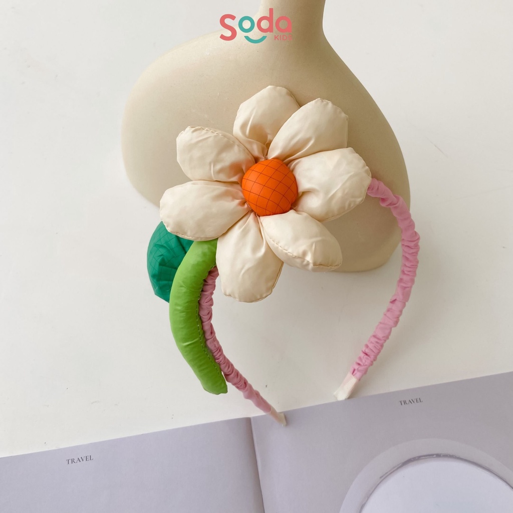 Bờm tóc bé gái SODA KIDS hình bông hoa lớn dễ thương, xinh xắn, bờm bọc vải mềm mại không gây đau đầu bé