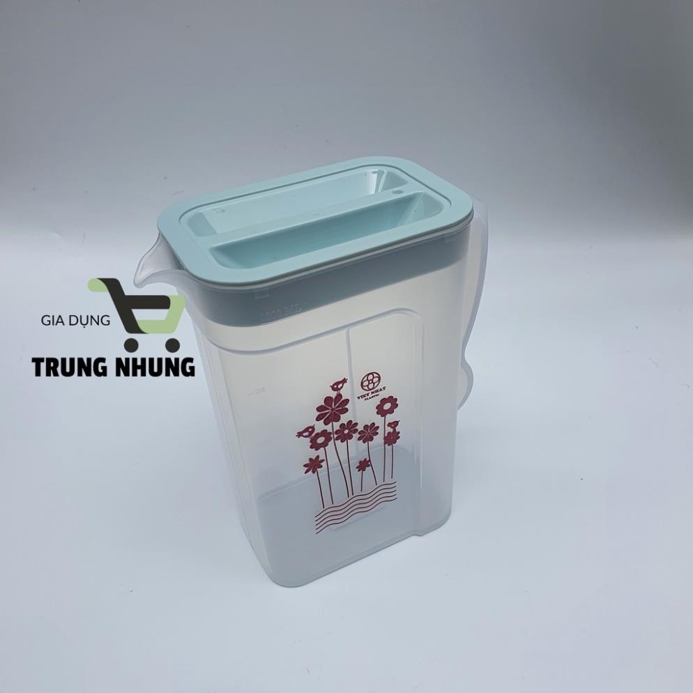 Bình nước nhựa, bình đựng nước để bàn, ca vuông 1,8lít 6082