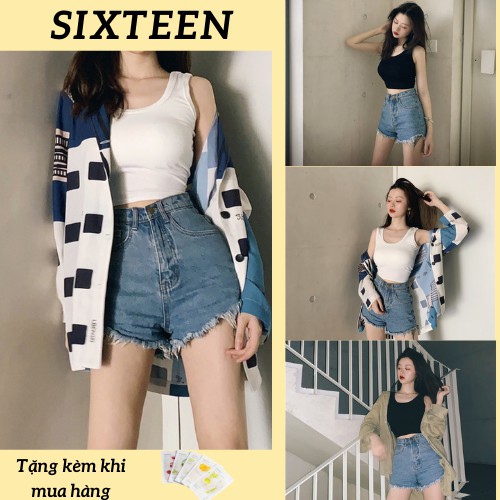 [Mã WAMT10K giảm 10k cho đơn 0k] Áo Ba Lỗ Croptop Co Dãn Ôm Body Phong Cách Hàn Quốc SIXTEEN.