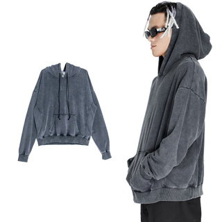SNAZZY - Áo Hoodie Nam dài tay nhuộm màu xám form rộng