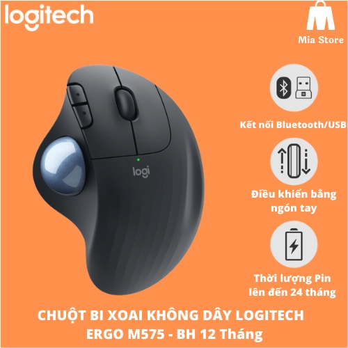 Chuột bi xoay không dây Logitech ERGO M575 Bluetooth / USB Unifying - Miastore